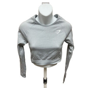 Gymshark Womens Compression Shirt Athletic Long Sleeve Size Medium Cropped